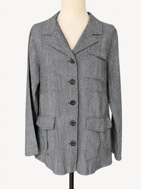 FLAX Heather Gray Linen Jacket P Button Front Lagenlook Top